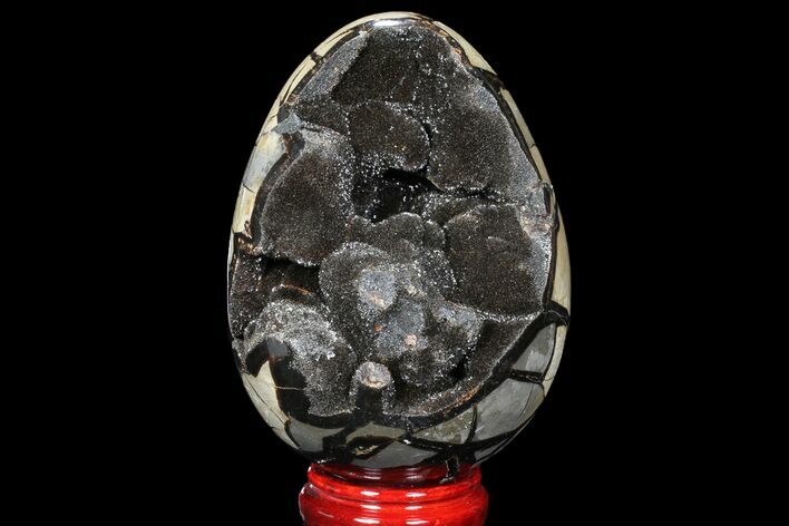 Septarian Dragon Egg Geode - Black Crystals #98863